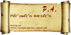 Pázmán Adrián névjegykártya